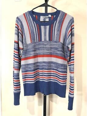 70s Vintage Retro Chip-Chip Women's Knit Sweater with Striped Pattern
